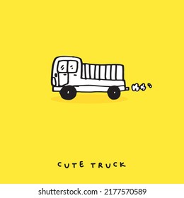 Cute truck vector cartoon illustration for children ,Funny cartoon car in paper cut style. Comic character for textile,Vector of Transportation theme with truck