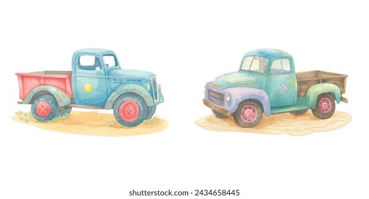 cute truck watercolour vector illustration