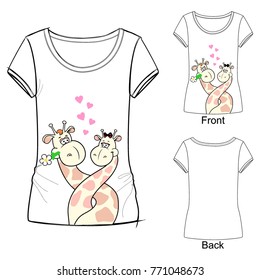 Cute t-shirt with giraffes