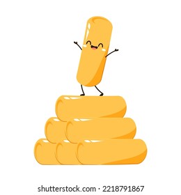 Cute Tteokbokki noodle cartoon. Korean street food. simple vector logo sausage. Tteokbokki is korean food.
