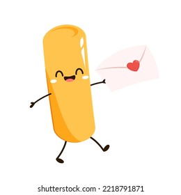 Cute Tteokbokki noodle cartoon. Korean street food. simple vector logo sausage. Tteokbokki is korean food.