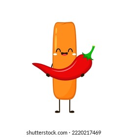Cute Tteokbokki noodle cartoon. Korean street food. simple vector logo sausage. Tteokbokki is korean food.