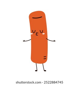Cute Tteokbokki noodle cartoon. Korean street food. simple vector logo sausage. Tteokbokki is korean food.