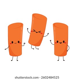 Cute Tteokbokki noodle cartoon. Korean street food. simple vector logo sausage. Tteokbokki is korean food.