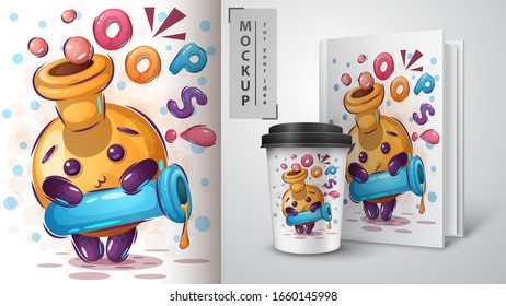 Cute tube poster and merchandising. Vector eps 10