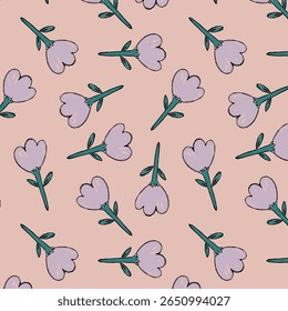 Cute tulip 2 way pattern Colorful floral seamless pattern with bright Tulip flowers and leaves on white background. Cute flower texture for design for apparel
