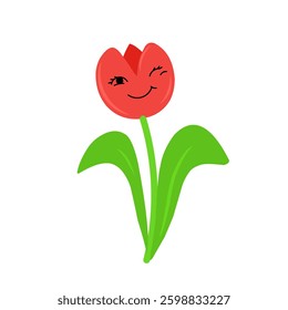 Cute tulip clipart cartoon character smiling face illustration