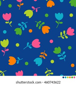 Cute tulip and dot pattern background