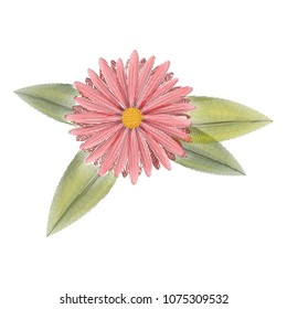 cute tulip flower with leafs decorative
