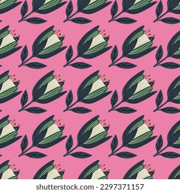 Flor de tulipán suave. Diseño botánico de flor silvestre. Papel pintado de adorno floral decorativo. Para el diseño de tela, impresión textil, envoltura. Ilustración vectorial retro