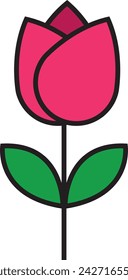 Cute tulip icon. Flower. Vector.