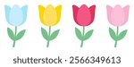 Cute tulip vector illustration set