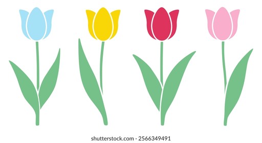 Cute tulip vector illustration set
