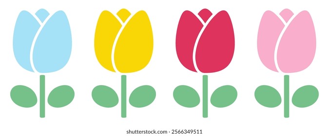 Cute tulip vector illustration set