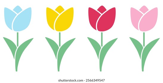 Cute tulip vector illustration set