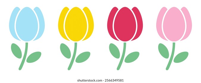 Cute tulip vector illustration set