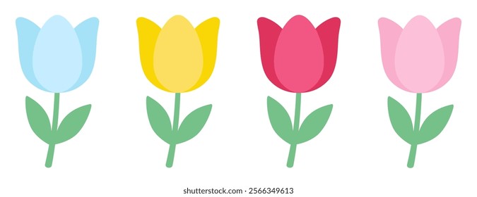 Cute tulip vector illustration set