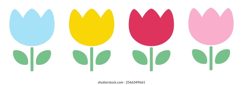 Cute tulip vector illustration set