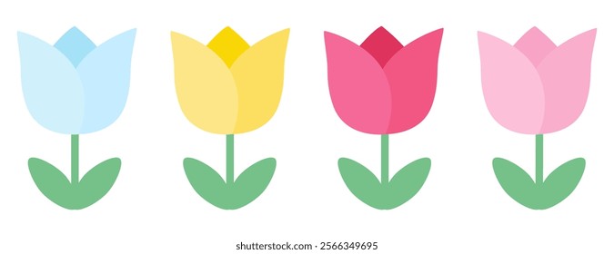 Cute tulip vector illustration set