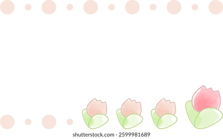 Cute tulip watercolor illustration frame
