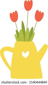 Cute tulips bouquet vector illustration isolated on white background. Spring flowers in a garden sprinkler design perfect for Mother's day and Women's day greeting cards