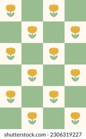 Cute tulips patchwork seamless pattern. Pattern design, print, template. Vector illustration. 