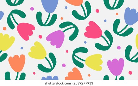 Cute tulips pattern background vector design