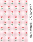 Cute tulips seamless pattern design. Vector illustration.