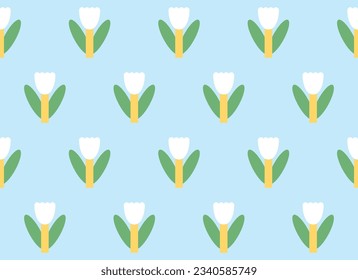 Cute tulips seamless pattern design. Vector illustration.