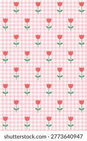Cute tulips seamless pattern design. Vector illustration.