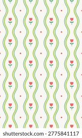 Cute tulips seamless pattern design. Vector illustration.