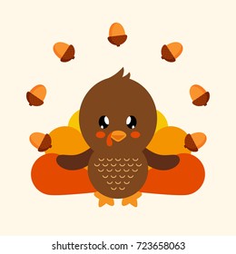 Cute Turkey With Acorns