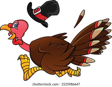 cute turkey bird cartoon isolated on a white background