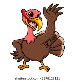 Cute turkey bird cartoon on white background