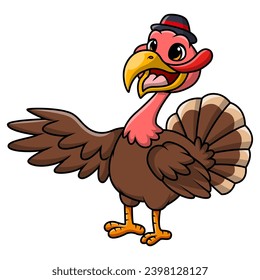 Cute turkey bird cartoon on white background