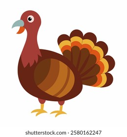 Cute turkey bird cartoon . Suitable for educational posters, logos, children's books and encyclopedias. Children's picture. Vector illustration