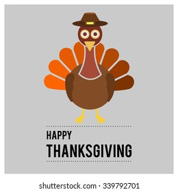 Cute Turkey Bird and colorful maple leafs. Beautiful Happy Thanksgiving Day Typographic Poster Design template. Thank you greeting card template. 