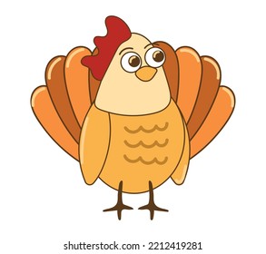 Cute Turkey Bird Icon Isolated