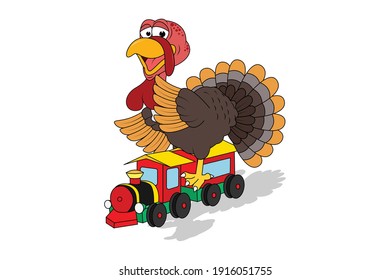 lindo ave de pavo monta en tren