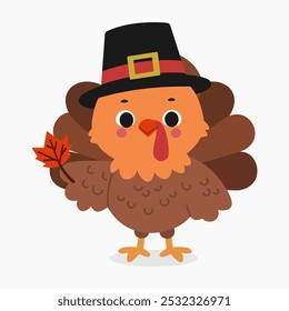 Cute turkey bird vector illustration isolated on white background
