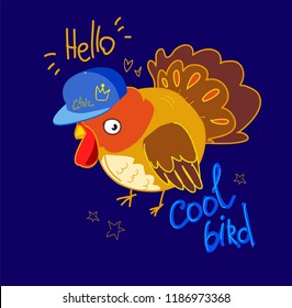 Cute turkey cartoon character.
