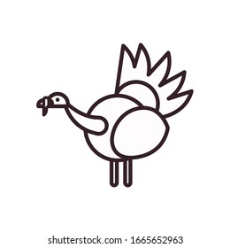 Cute turkey cartoon line style icon design, Animal zoo life nature character childhood and adorable theme Vector illustration