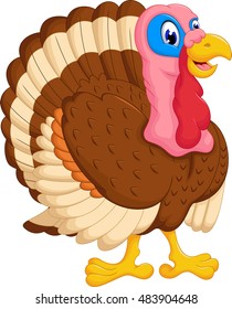 cute turkey cartoon posing