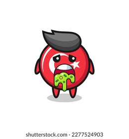 the cute turkey flag badge character with puke , cute style design for t shirt, sticker, logo element