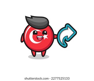 cute turkey flag badge hold social media share symbol , cute style design for t shirt, sticker, logo element