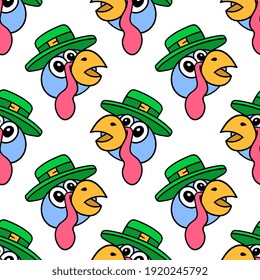 cute turkey fowl seamless pattern textile print. Great for summer vintage fabric, scrapbooking, wallpaper, giftwrap. repeat pattern background design
