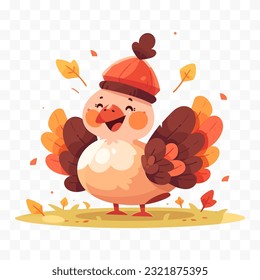 Cute turkey isolated on white. Thanksgiving day. Turkey bird