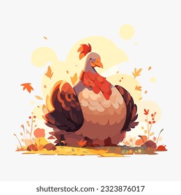 Cute turkey isolated on white. Thanksgiving day. Turkey bird