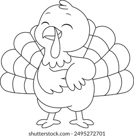 Cute turkey outline coloring page