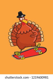 cute turkey skateboard thanksgiving sports character